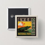 Badge Carré 5 Cm Parc national des Everglades | Floride (Devant & derrière)