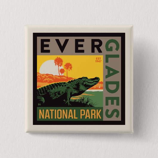 Badge Carré 5 Cm Parc national des Everglades | Floride (Devant)