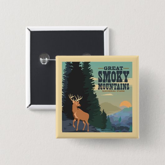 Badge Carré 5 Cm Parc national des Great Smoky Mountains (Devant & derrière)