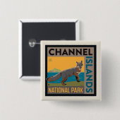 Badge Carré 5 Cm Parc national des îles Channel | Fox (Devant & derrière)