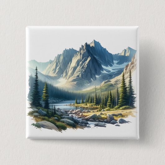Badge Carré 5 Cm Parc national des Rocheuses Colorado (Devant)