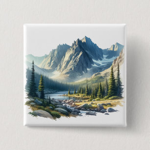 Badge Carré 5 Cm Parc national des Rocheuses Colorado