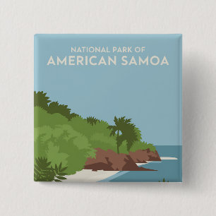 Badge Carré 5 Cm Parc national des Samoa américaines Minimaliste