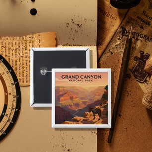 Badge Carré 5 Cm Parc national du Grand Canyon vintage