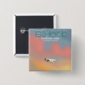 Badge Carré 5 Cm Parc national Exmoor affiche de voyage de style vi (Devant & derrière)