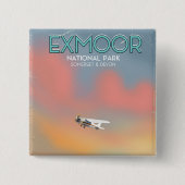 Badge Carré 5 Cm Parc national Exmoor affiche de voyage de style vi (Devant)
