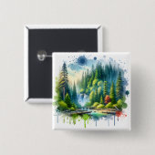 Badge Carré 5 Cm Parc national olympique Hoh Rainforest (Devant & derrière)