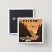 Badge Carré 5 Cm Parc national olympique vintage (Devant & derrière)