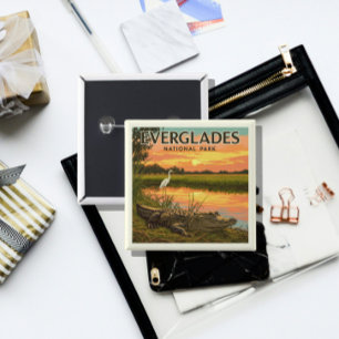 Badge Carré 5 Cm Parc national vintage des Everglades