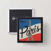 Badge Carré 5 Cm Paris France | Tour Eiffel (Devant & derrière)