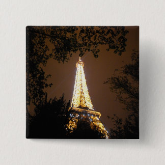 Badge Carré 5 Cm Paris, France - Tour Eiffel la nuit