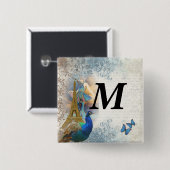 Badge Carré 5 Cm Paris peacock collage (Devant & derrière)