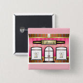 Badge Carré 5 Cm Paris Thème Pink French Patisserie Button (Devant & derrière)
