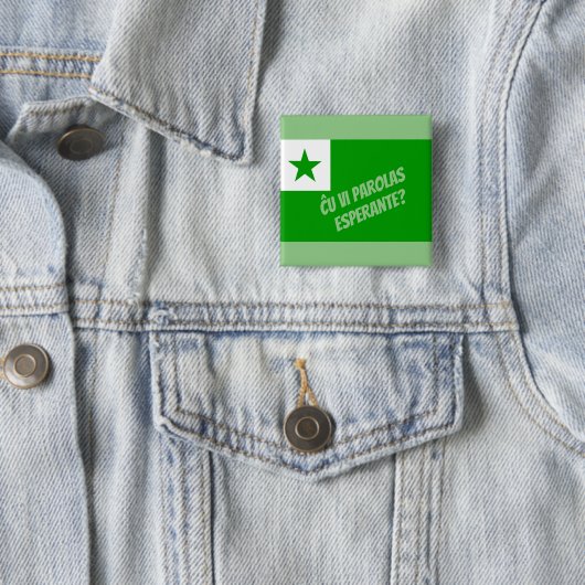 Badge Carré 5 Cm Parlez-vous Esperanto ? (En situation)