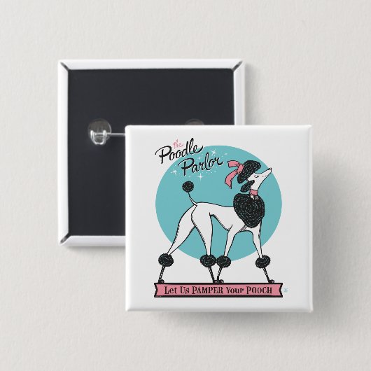 Badge Carré 5 Cm Parlure de caniche (Devant & derrière)