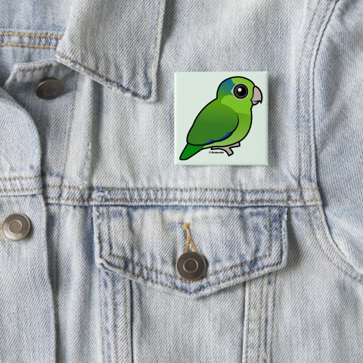 Badge Carré 5 Cm Parrotlet Pacifique vert (En situation)