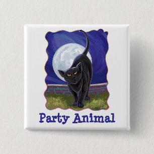 Badge Carré 5 Cm Parti Animal Black Cat Party Centre