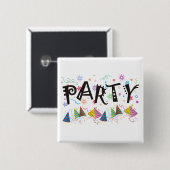 Badge Carré 5 Cm PARTI~Pins (Devant & derrière)