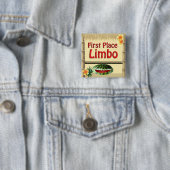 Badge Carré 5 Cm Parti Tropical Tiki Hut 1er Place Limbo Button (En situation)