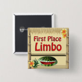 Badge Carré 5 Cm Parti Tropical Tiki Hut 1er Place Limbo Button (Devant & derrière)
