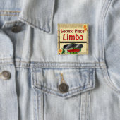 Badge Carré 5 Cm Parti Tropical Tiki Hut 2e Place Limbo Button (En situation)