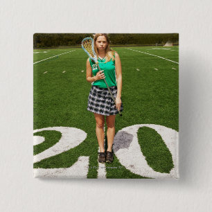 Badge Carré 5 Cm Participation du joueur de lacrosse de lycée