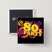 Badge Carré 5 Cm partie 80s (Devant & derrière)