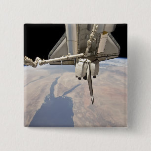 Badge Carré 5 Cm Partie arrière de la navette spatiale ancrée