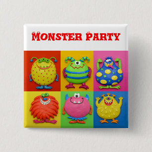 Badge Carré 5 Cm Partie de monstre