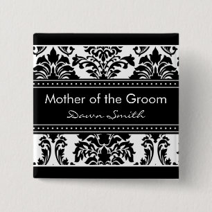 Badge Carré 5 Cm Partie nuptiale de damassé élégante - mère du