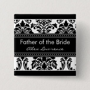 Badge Carré 5 Cm Partie nuptiale de damassé élégante - père de