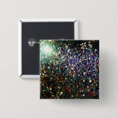 Badge Carré 5 Cm Parties scintillant comète et étoiles (Devant & derrière)