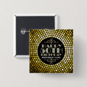 Badge Carré 5 Cm Parties scintillant glamour Joyeux 50e anniversair (Devant & derrière)