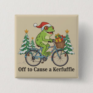Badge Carré 5 Cm Partir pour causer une pagaille Grenouille Noël Dr