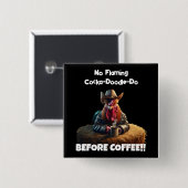 Badge Carré 5 Cm Pas de Cocka-Doodle-Do flamboyant (Devant & derrière)