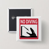 Badge Carré 5 Cm Pas de plongée (Mosasaurus) (Devant & derrière)