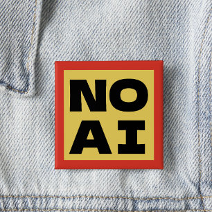 Badge Carré 5 Cm Pas de texte gras moderne de typographie AI Jaune