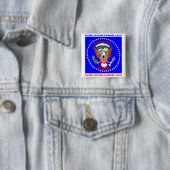 Badge Carré 5 Cm PAS RYAN et ROMNEY - bouton (En situation)