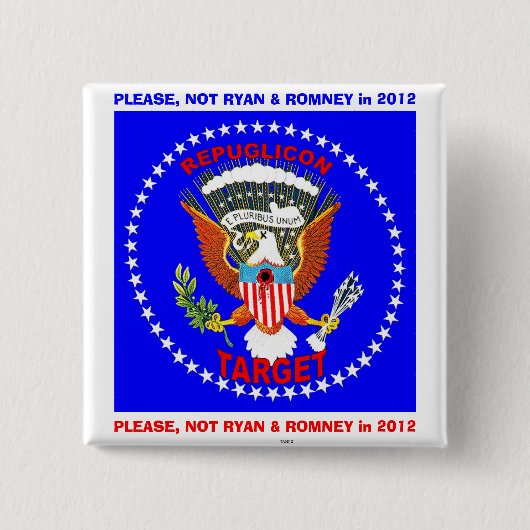 Badge Carré 5 Cm PAS RYAN et ROMNEY - bouton (Devant)