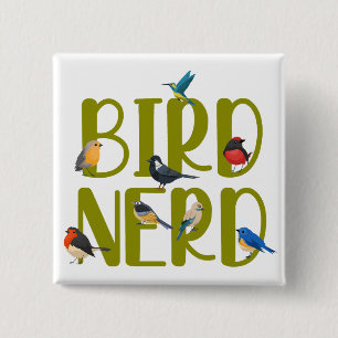 Badge Carré 5 Cm Passionné d'oiseaux Observation d'oiseaux