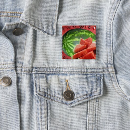 Badge Carré 5 Cm Pastèque (En situation)