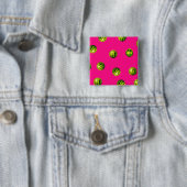 Badge Carré 5 Cm pastèque rose motif (En situation)