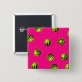 Badge Carré 5 Cm pastèque rose motif (Devant & derrière)