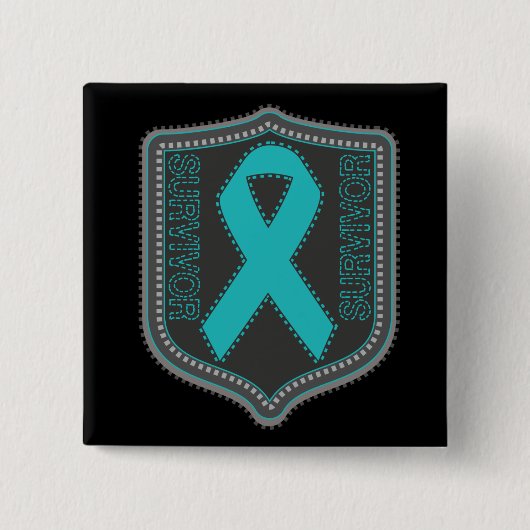 Badge Carré 5 Cm Patch à ruban à survivant - Cancer de l'ovaire (Devant)