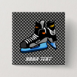 Badge Carré 5 Cm Patins d'hockey de fibre de carbone de Faux