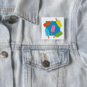 Badge Carré 5 Cm Patters de Popsicles (En situation)