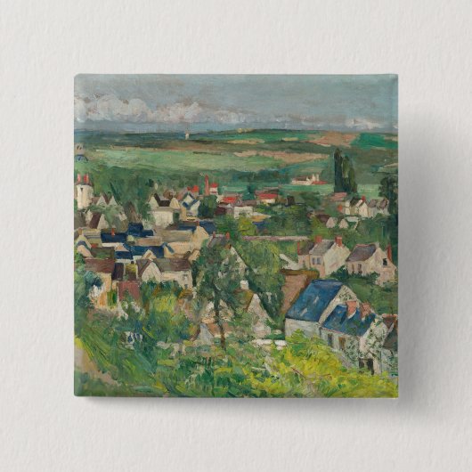 Badge Carré 5 Cm Paul Cezanne - Auvers, Vue panoramique (Devant)