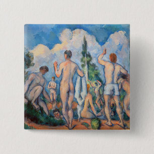 Badge Carré 5 Cm Paul Cezanne - Baigneurs