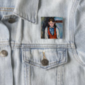 Badge Carré 5 Cm Paul Cezanne - Garçon dans la veste rouge (En situation)