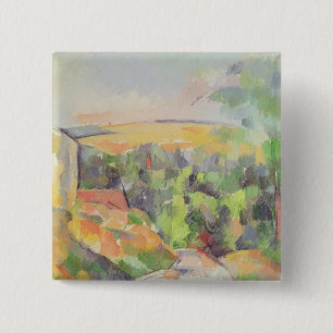 Badge Carré 5 Cm Paul Cezanne la courbure dans la route, 1900-06